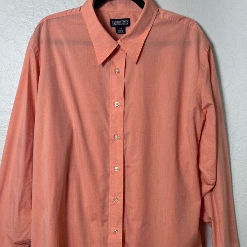 Lands' End Coral Button Front Shirt Women's Plus 26W Long Sleeve Minimalist